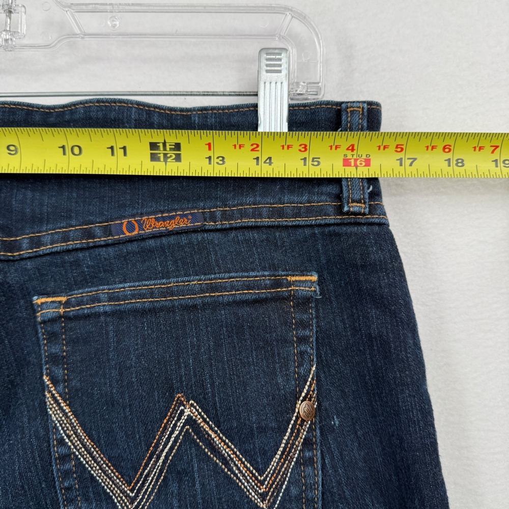 Wrangler Q-Baby Jeans Womens 9/10 x 34 Dark Wash Bootcut Ultimate Riding WRQ20DD - Picture 5 of 10